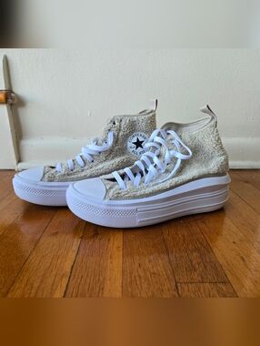 Converse Platform High Top Faux Fur Fuzzy Sneakers